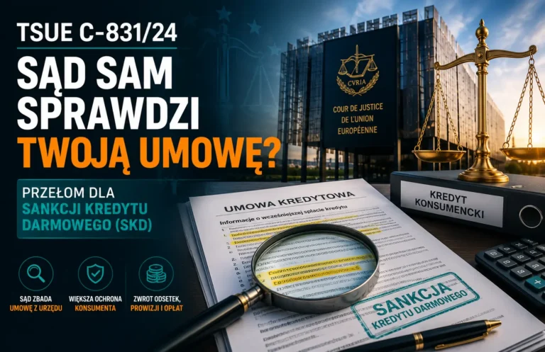 TSUE C-831/24: Sąd zbada umowę kredytu z urzędu? Przełomowa opinia dla Sankcji Kredytu Darmowego