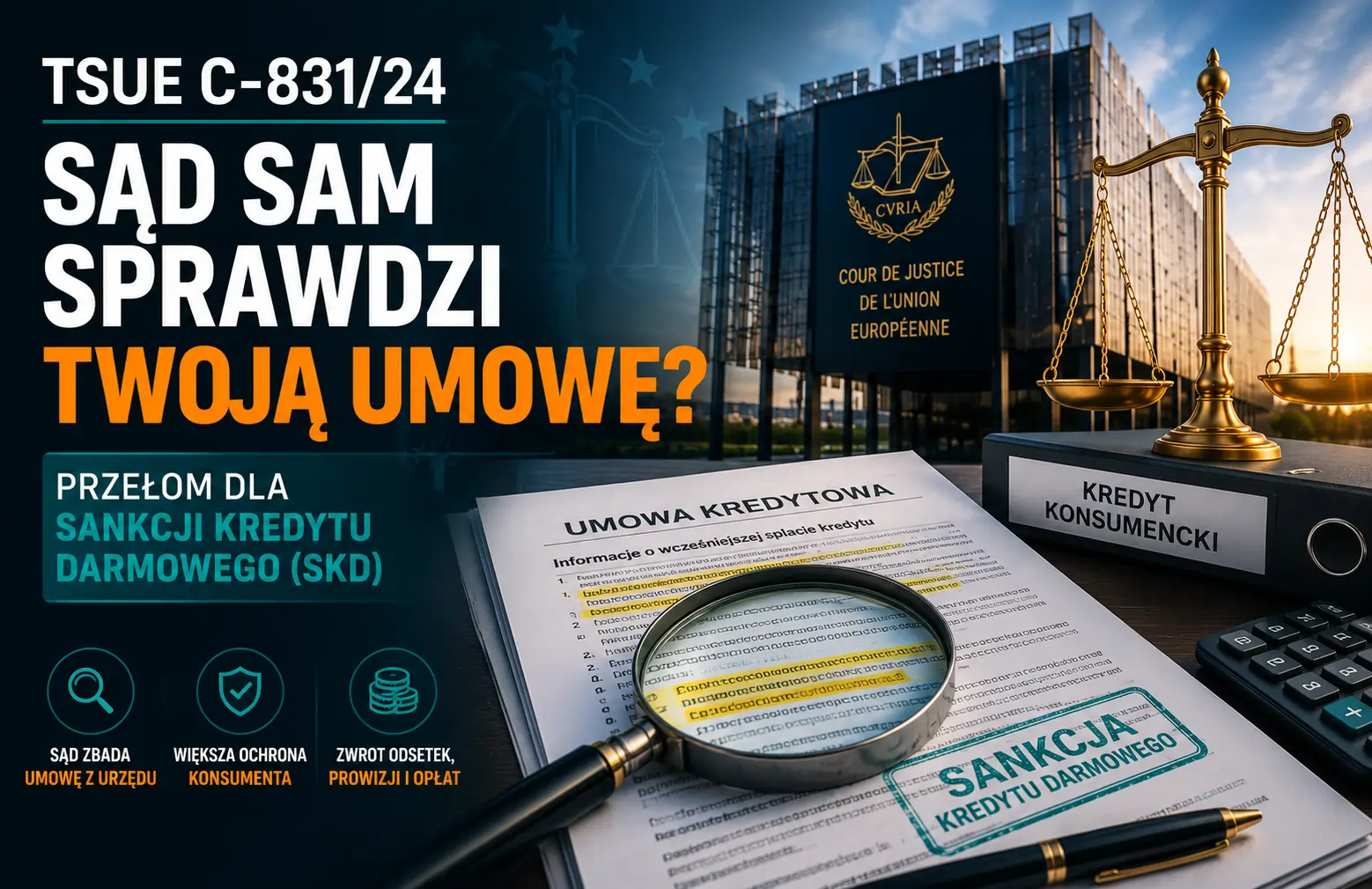 TSUE C-831-24 Sankcja Kredytu Darmowego – sąd zbada umowę kredytu z urzędu